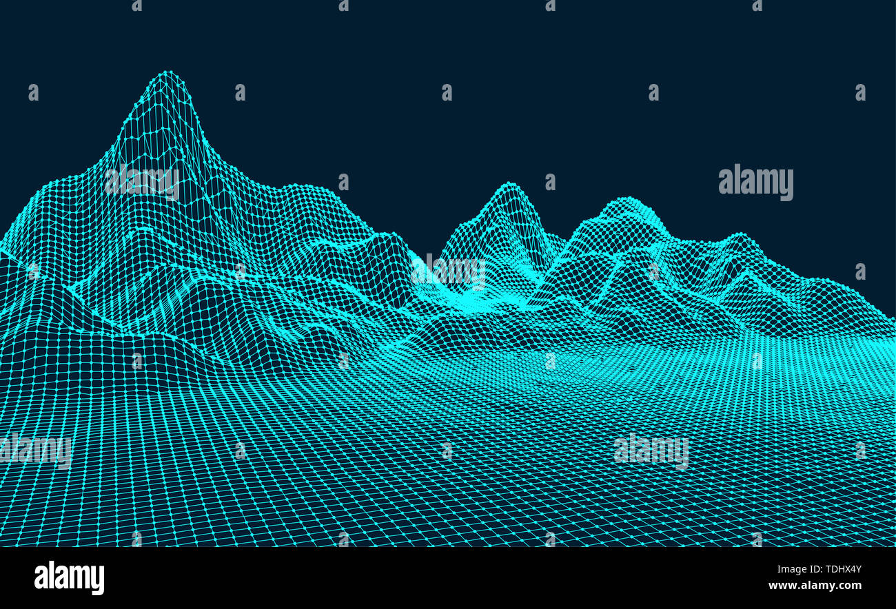 Abstract vector three-dimensional network background for big data concept, graphics with artificial intelligence concept Stock Photo