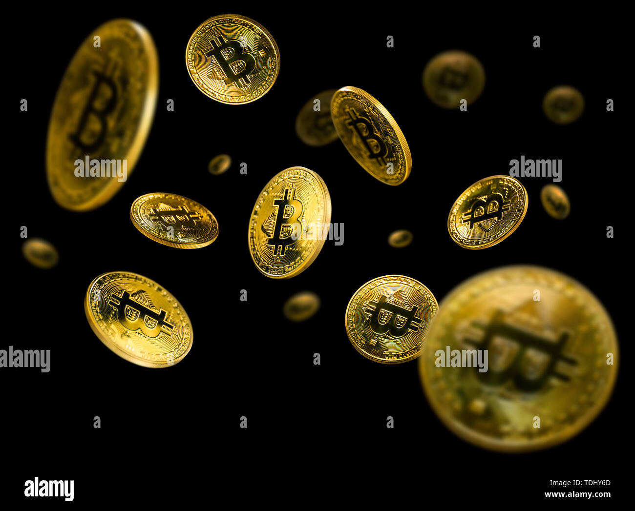Flying gold coins falling hi-res stock photography and images - Alamy
