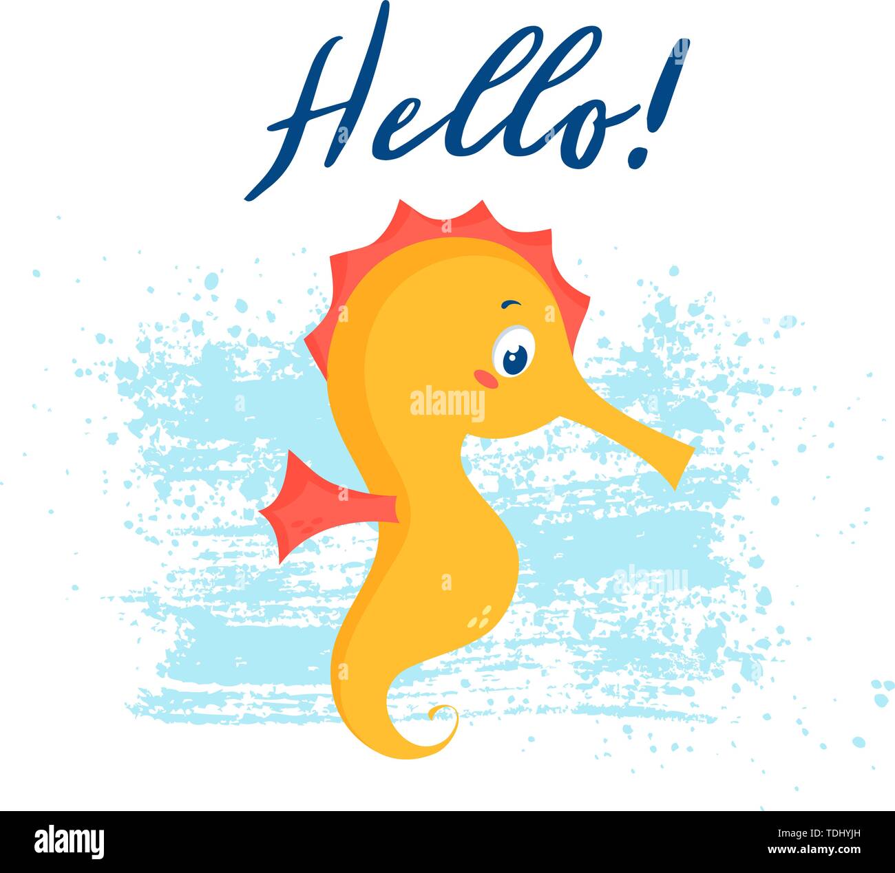 Illustration with cute seahorse. Vector print for poster, children wear or other design. Stock Vector