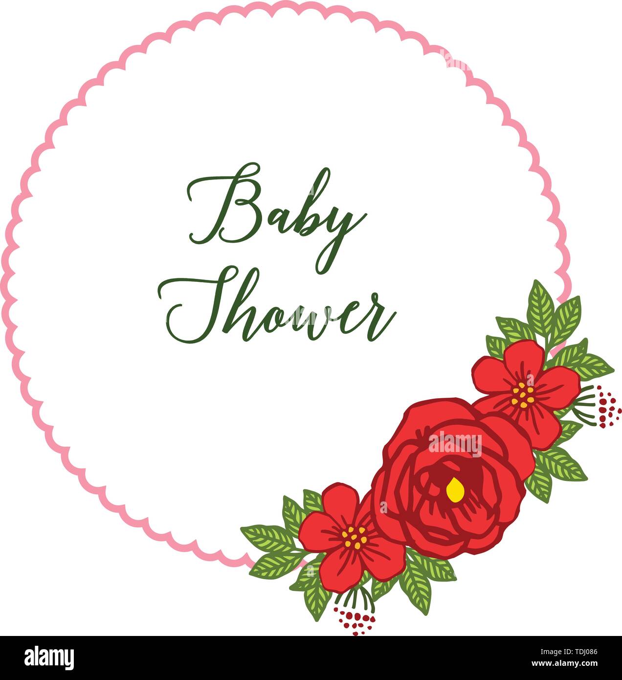 Vector illustration pattern art red rose flower frame for poster baby ...