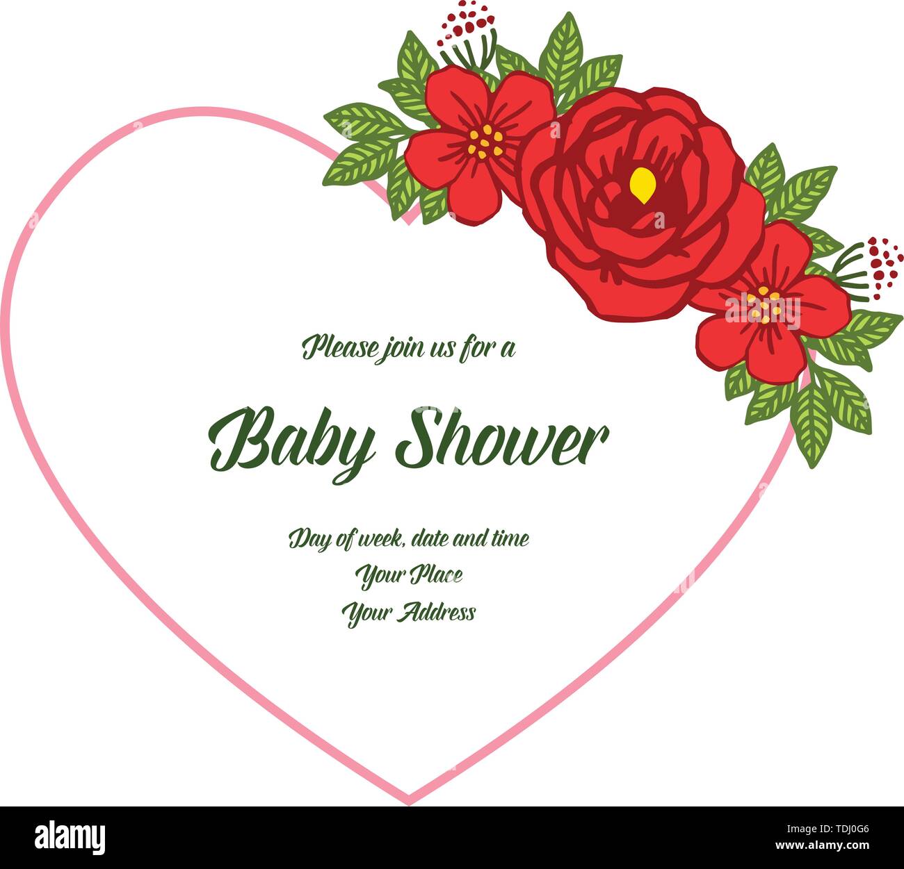 Vector illustration artwork red rose flower frame for design of card ...