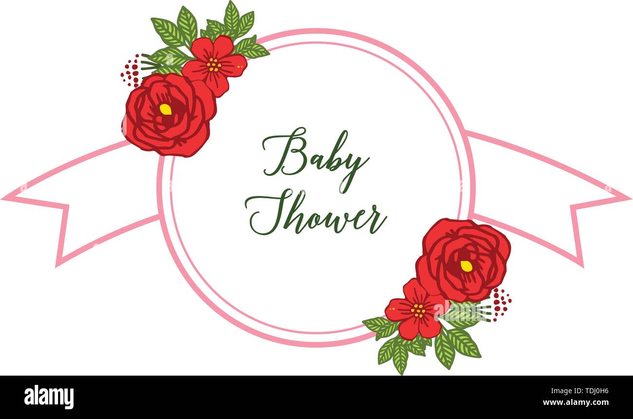Vector illustration artwork red rose flower frame for design of card ...