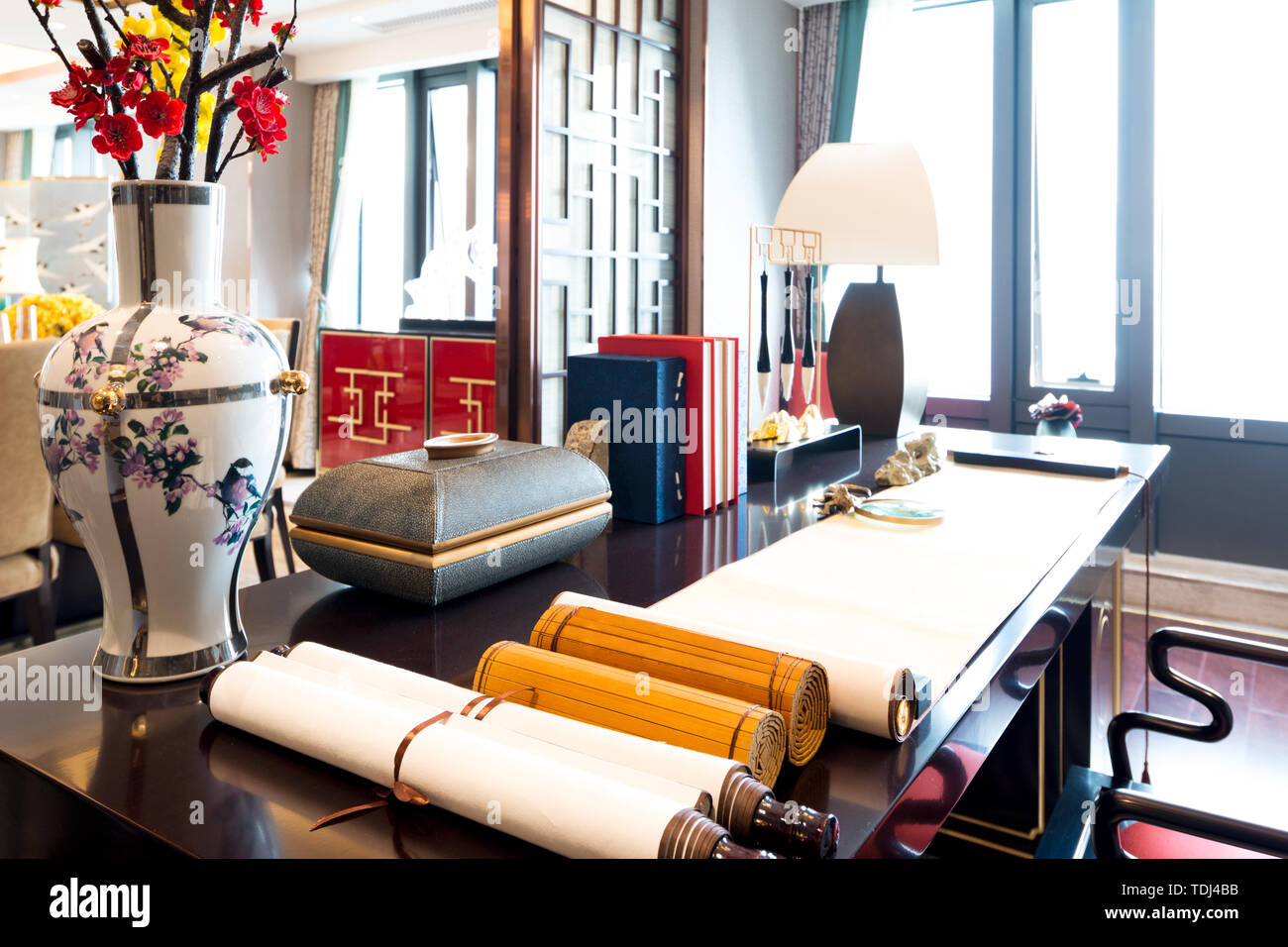 Long table in modern study Stock Photo - Alamy