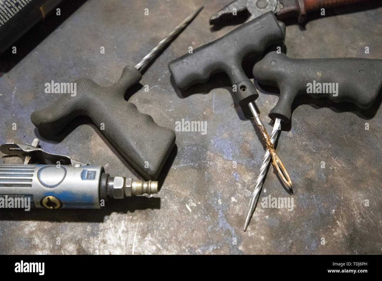 special tools for repairing cars in the garage Stock Photo