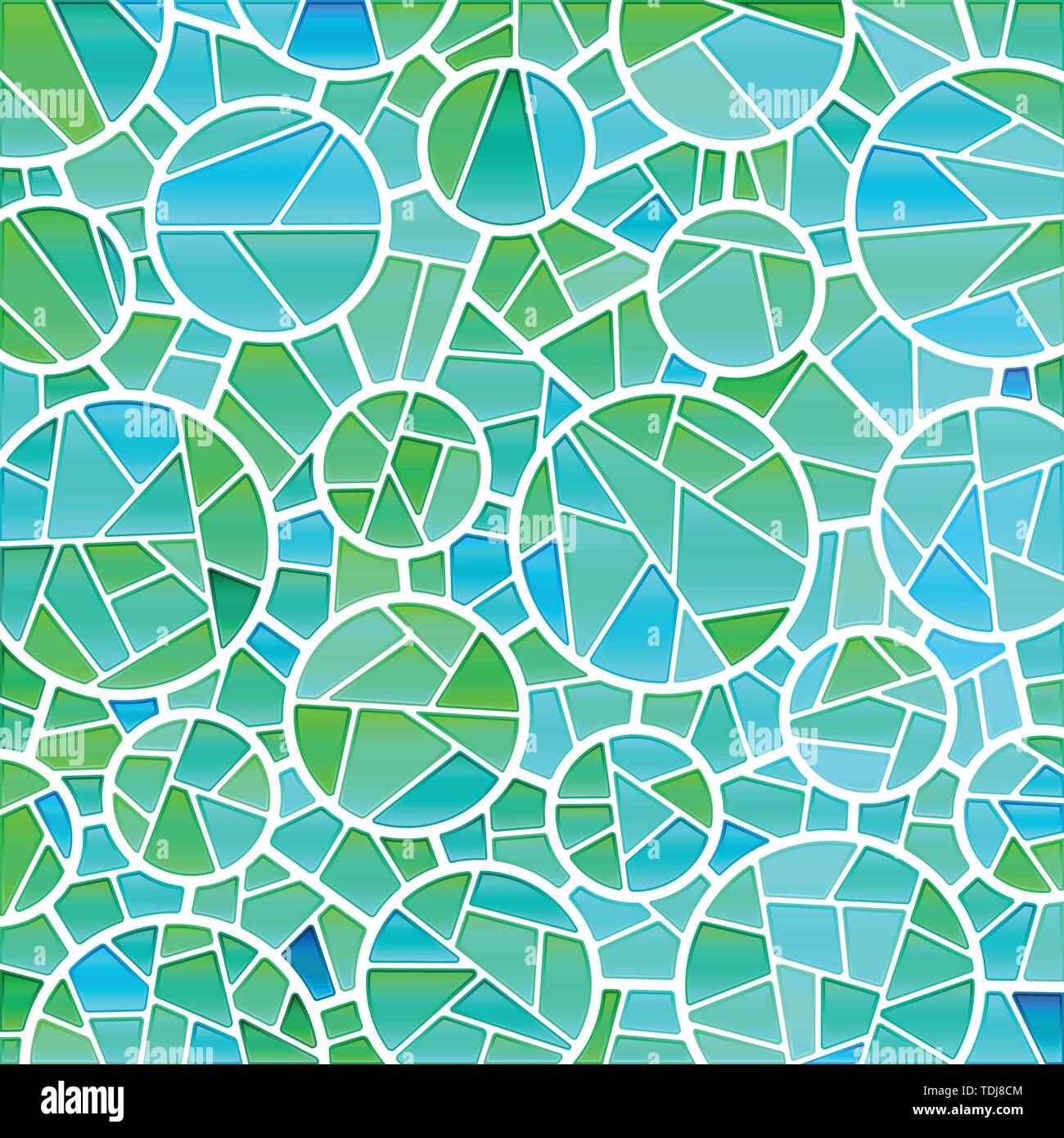 abstract vector stained-glass mosaic background - green and blue ...