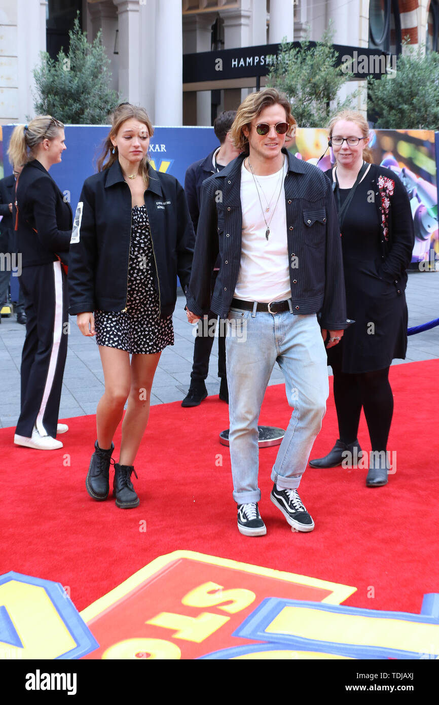 Dougie Poynter and Maddy Elmer, Toy Story 4 - European Premiere, Leicester Square, London, UK, 16 June 2019, Photo by Richard Goldschmidt Stock Photo