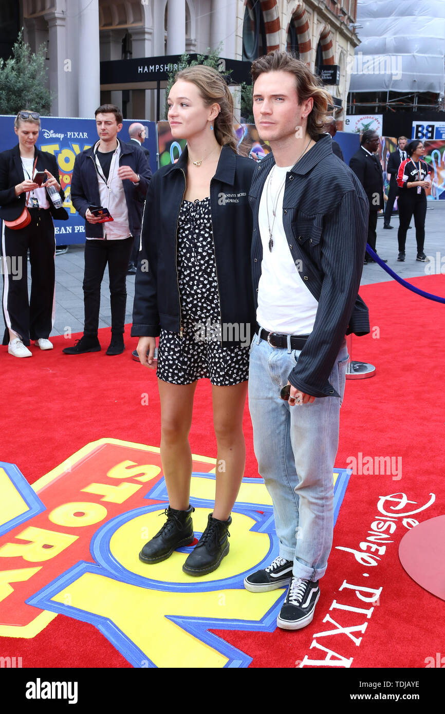 Dougie Poynter and Maddy Elmer, Toy Story 4 - European Premiere, Leicester Square, London, UK, 16 June 2019, Photo by Richard Goldschmidt Stock Photo