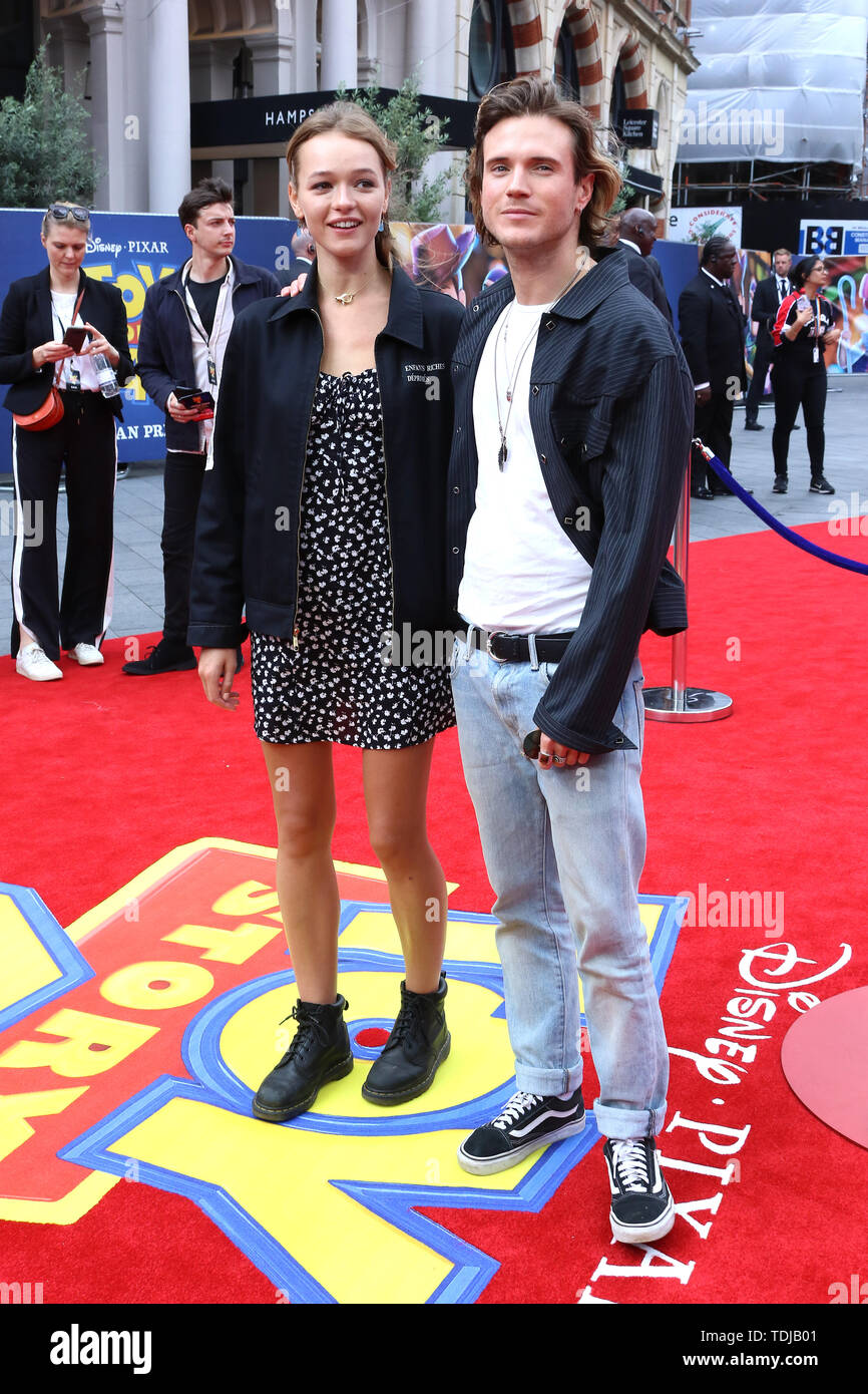 Dougie Poynter and Maddy Elmer, Toy Story 4 - European Premiere, Leicester Square, London, UK, 16 June 2019, Photo by Richard Goldschmidt Stock Photo