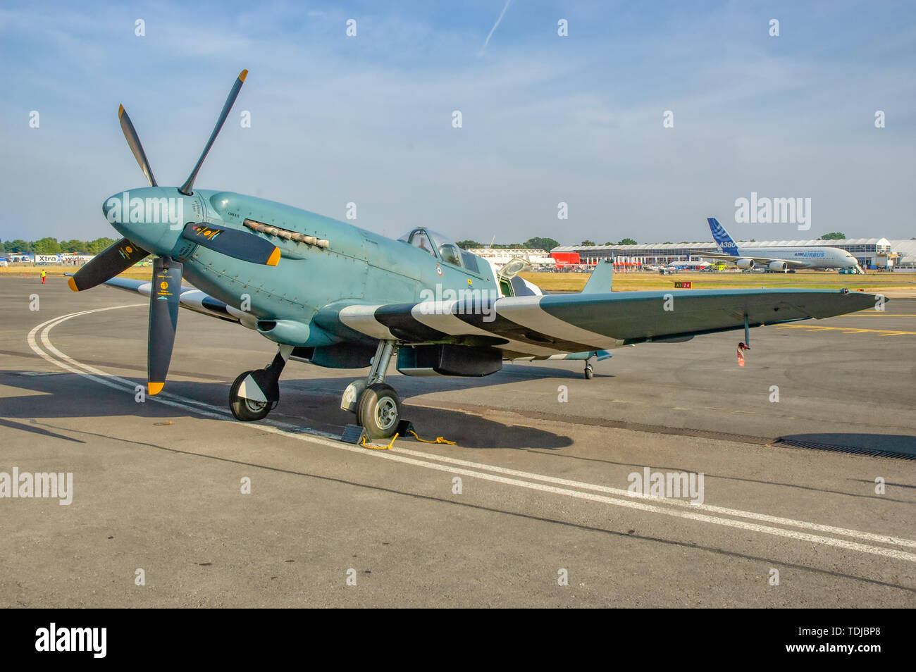 The most famous British fighter of World War II at the Farnborough Air Show Stock Photo
