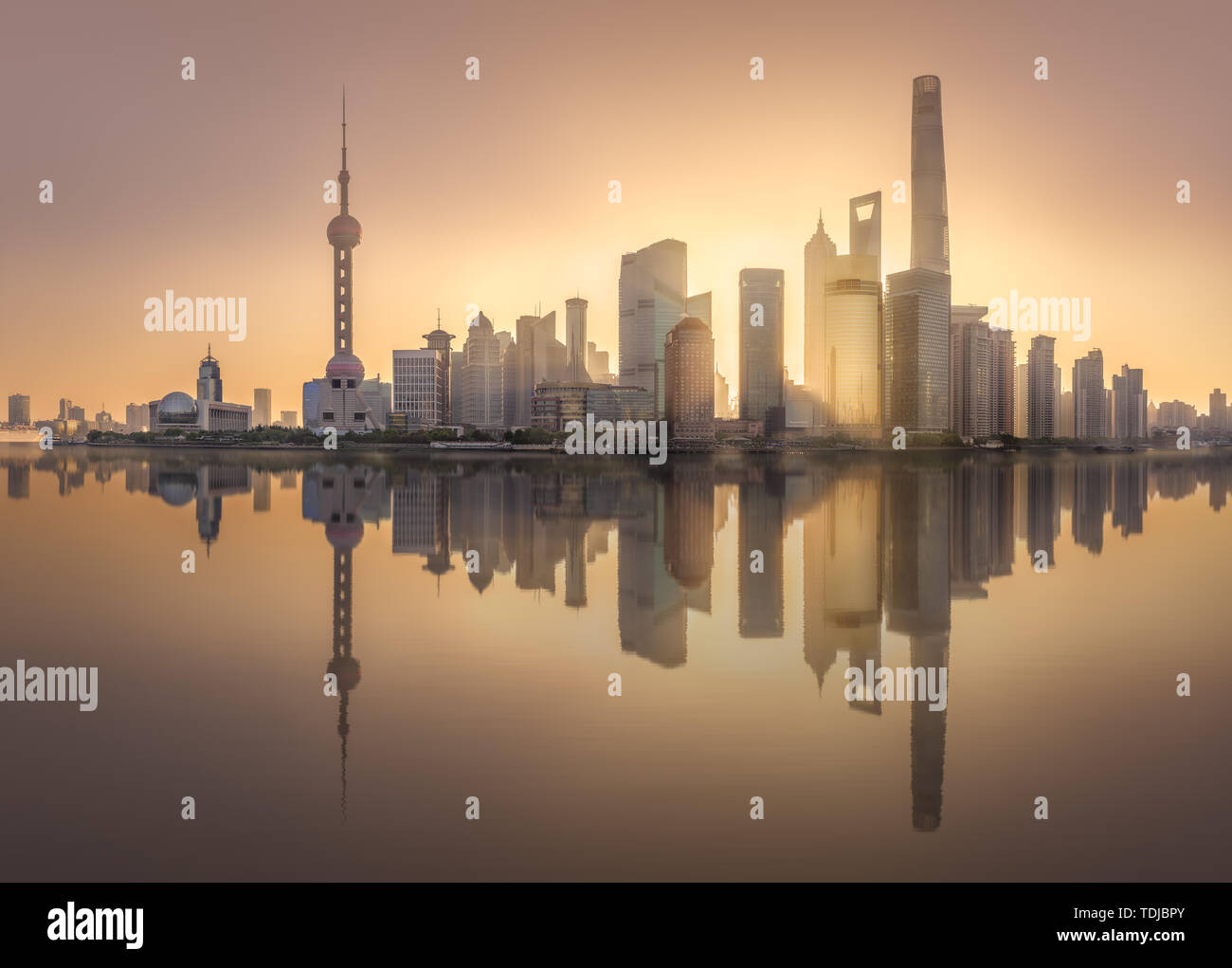 Sunrise view of Shanghai skyline with sunshine Stock Photo - Alamy
