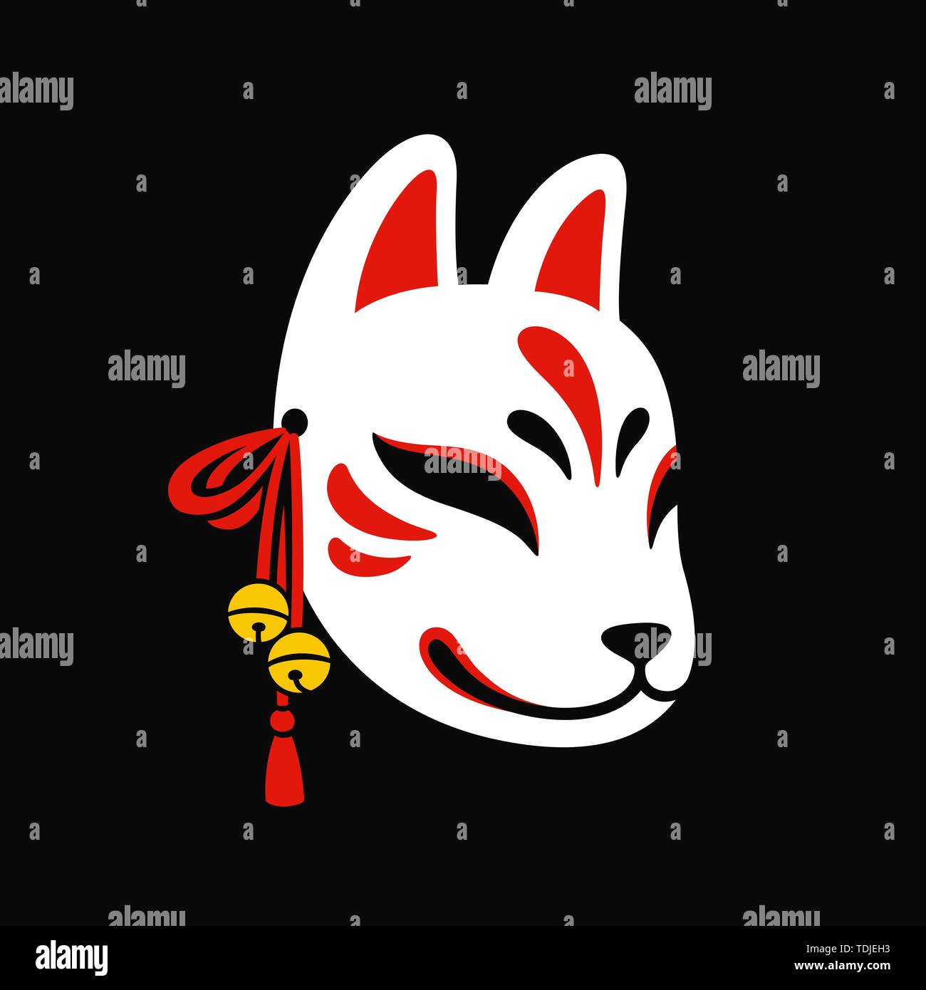 Traditional Japanese Art Kitsune Mask or Fox Japan - Kitsune Mask - Sticker