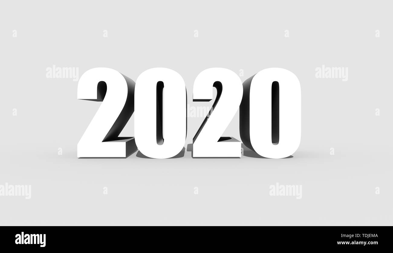 Twenty twenty or two thousand twenty figures on a gray background. Stock Photo