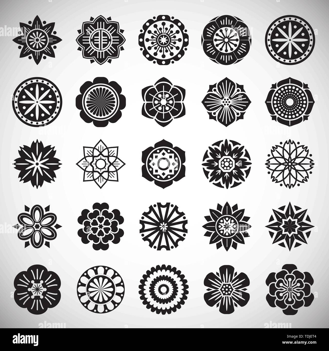 Flower Pattern Icons Set On Background For Graphic And Web Design