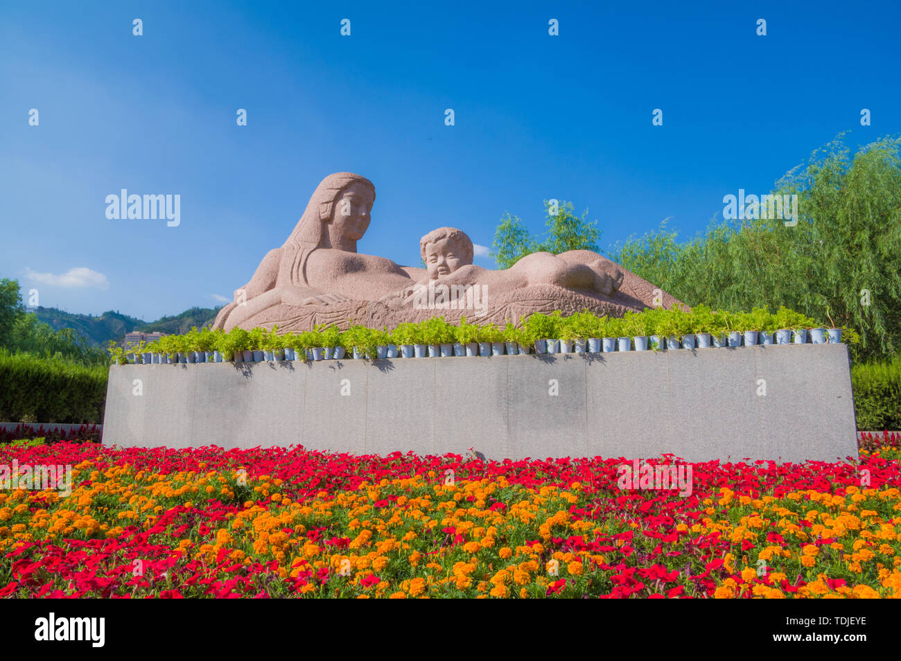 Statue of Mother of the Yellow River in Lanzhou, Gansu Province Stock Photo