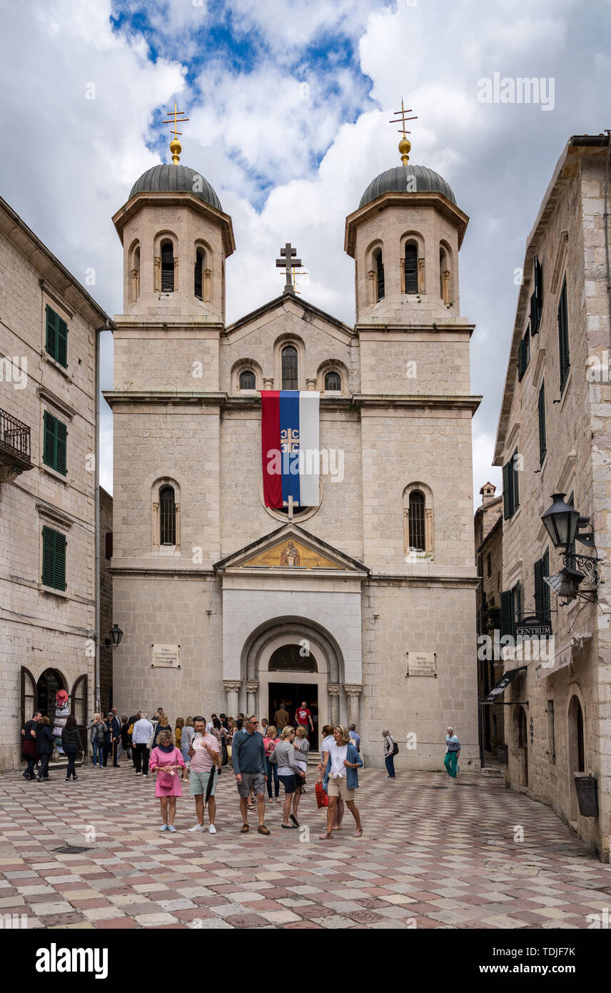 St Nicholas church in the Old Town of Kotor in Montenegro Stock Photo