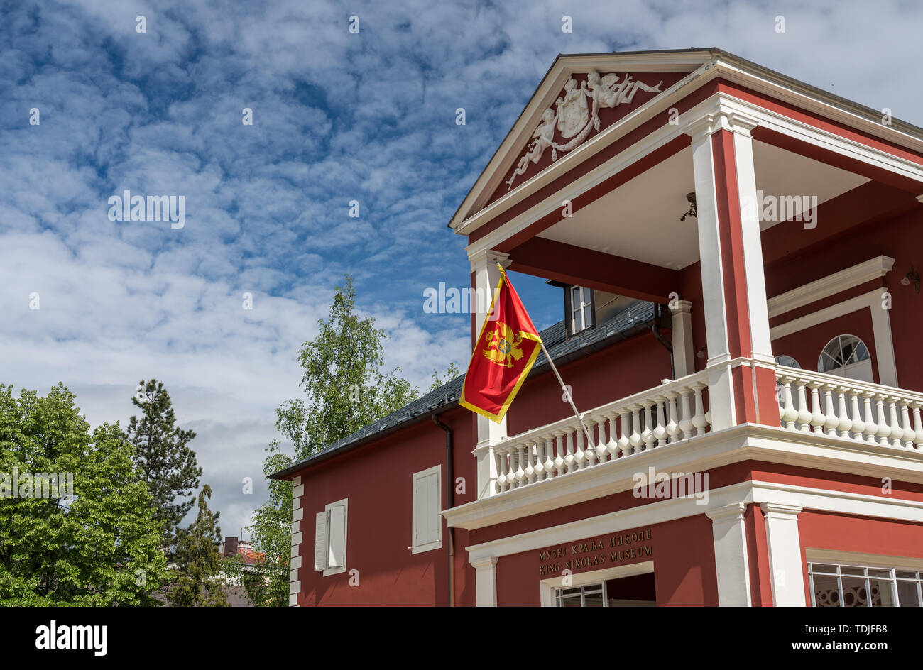 Montenegro flag on King Nikola Museum Stock Photo