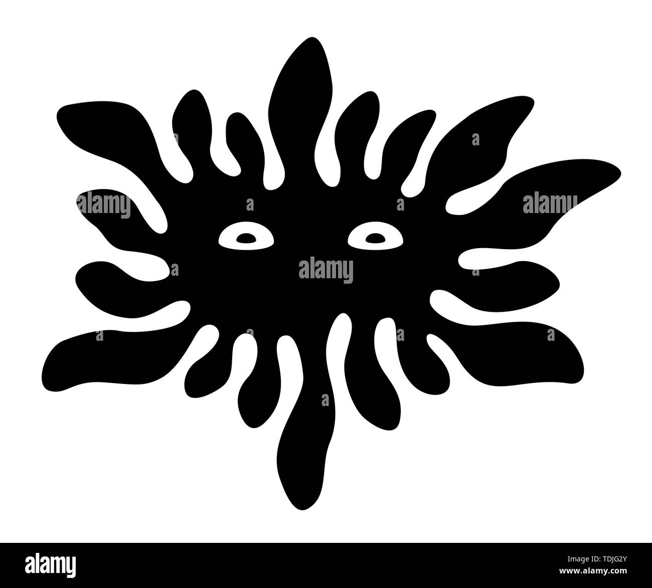 Black spot. Eyes on splash silhouette. Ink blot. Drip black paint