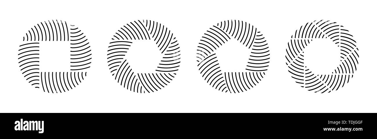 Set of 4 abstract circular ornament isolated on white background ...