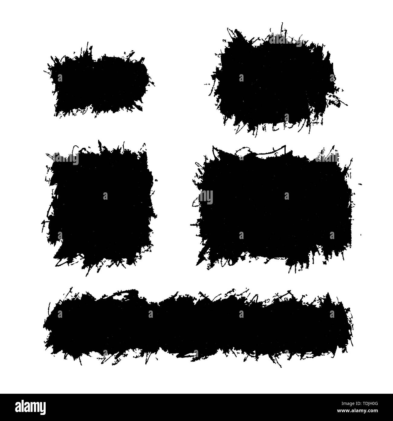 Messy grunge design elements, Ink splatters isolated on white Stock Vector