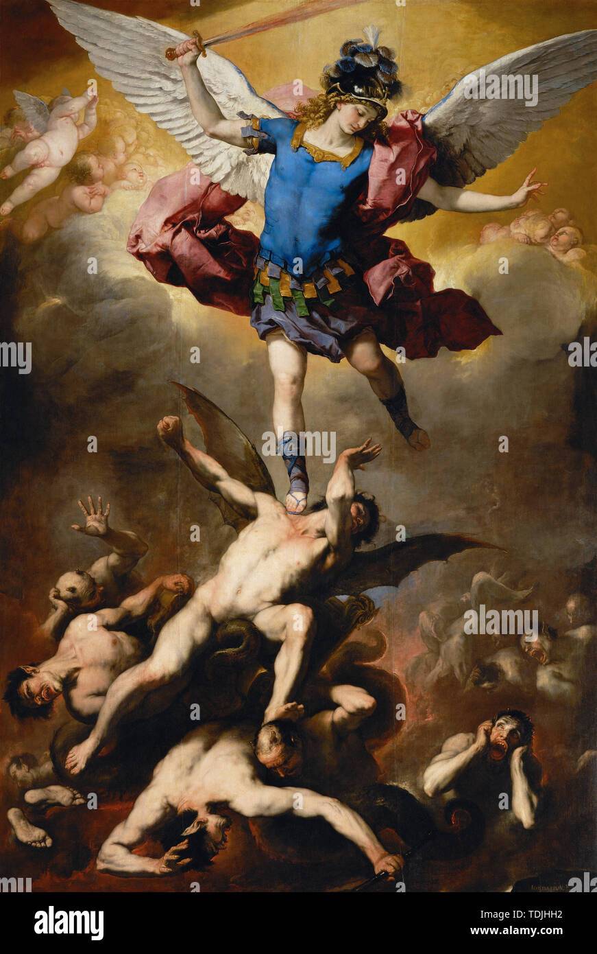 The Fall of the Rebel Angels by Luca Giordano Stock Photo