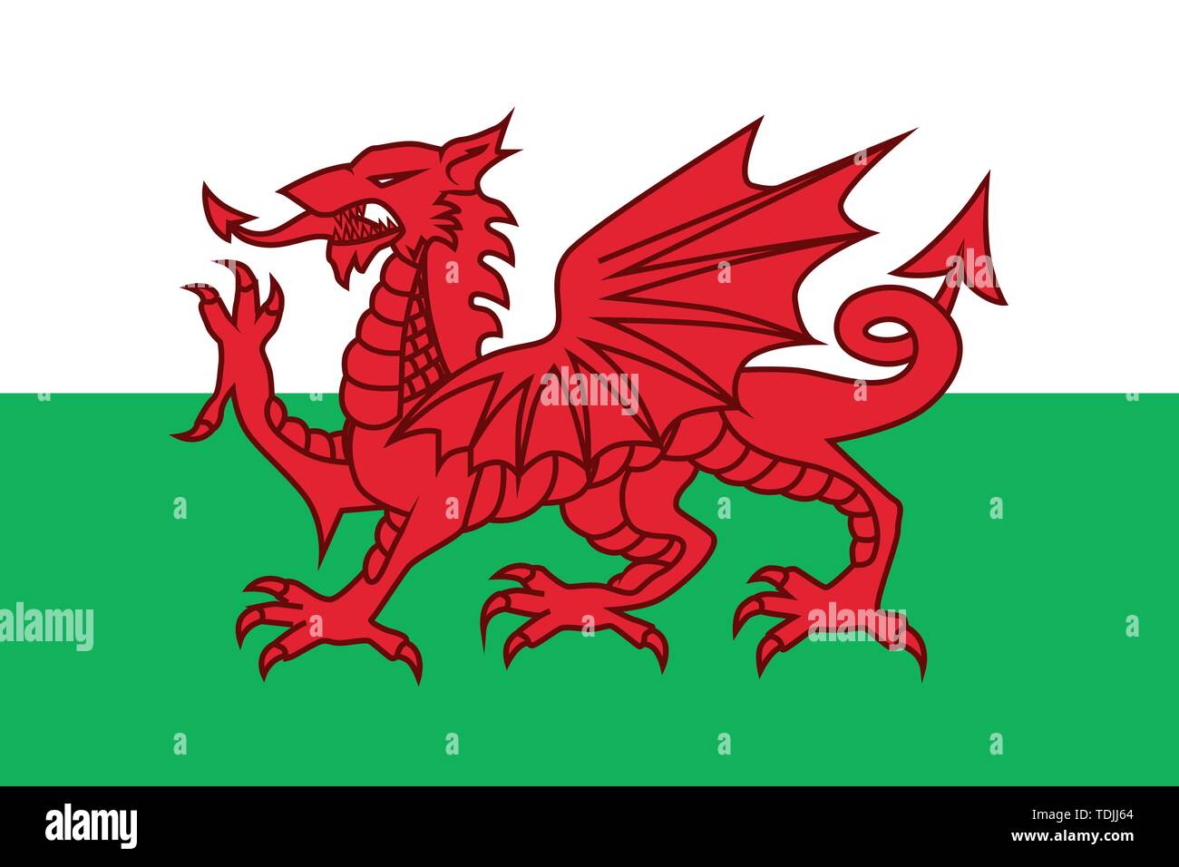 National Flag of Wales, detailed design. Vector illustration Stock Vector