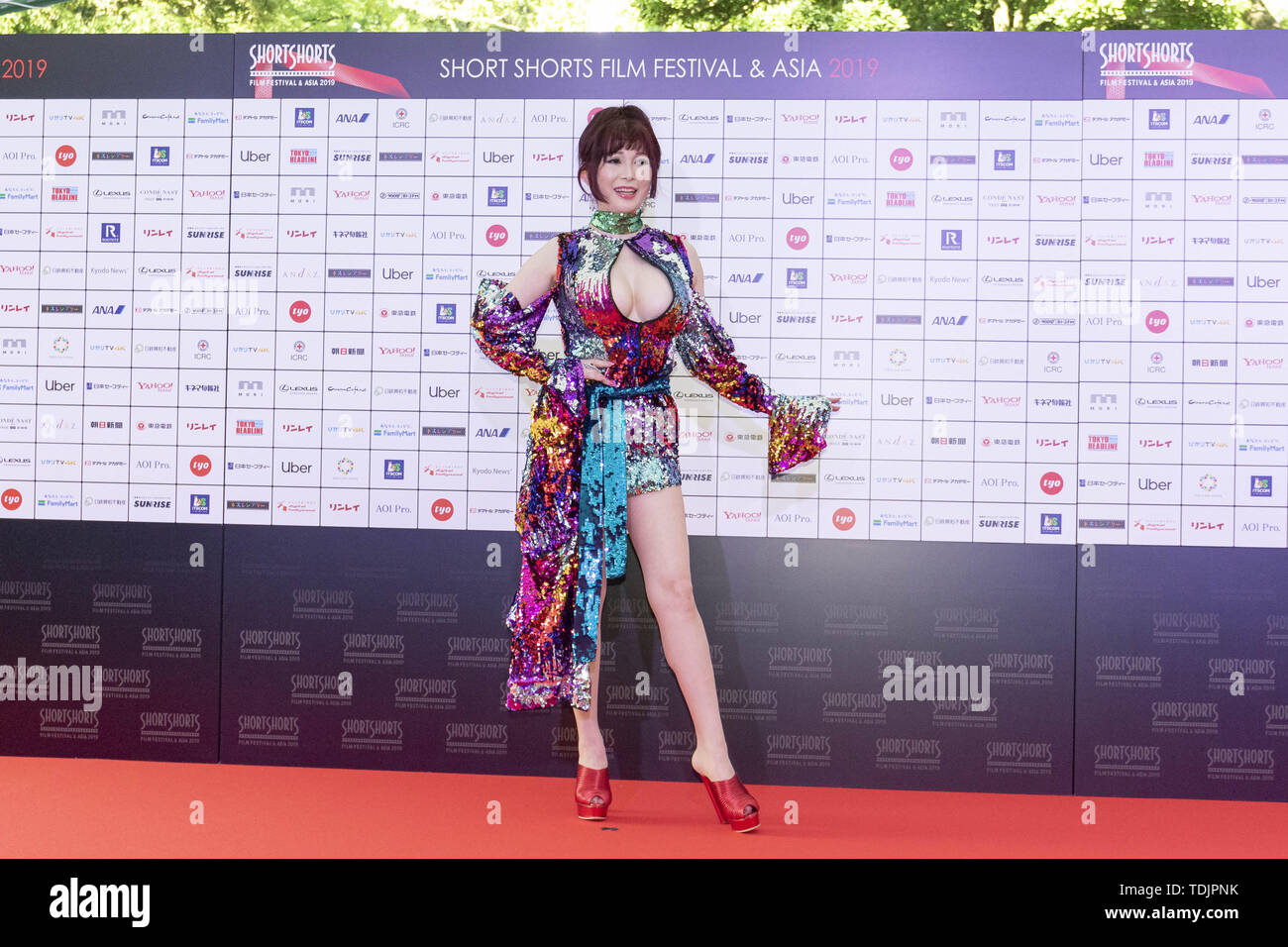 June 16, 2019 - Tokyo, Japan - Japanese celebrity Mika Kano poses for the  cameras on the red carpet during the Short Shorts Film Festival & Asia 2019  (SSFF & Asia) Award