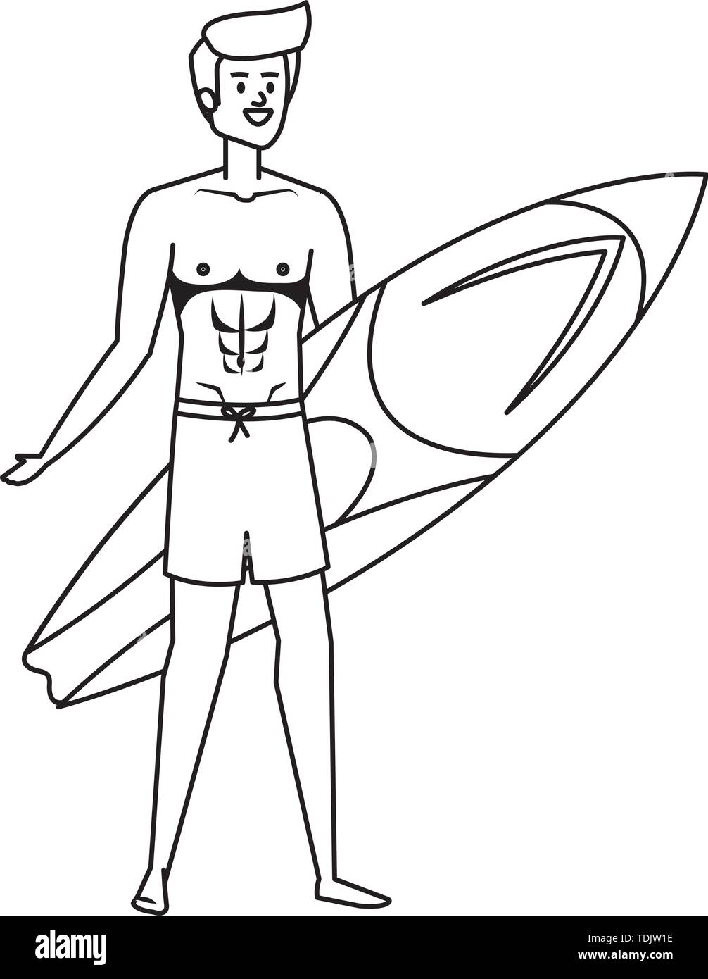 young man with swimsuit and surfboard Stock Vector Image & Art - Alamy