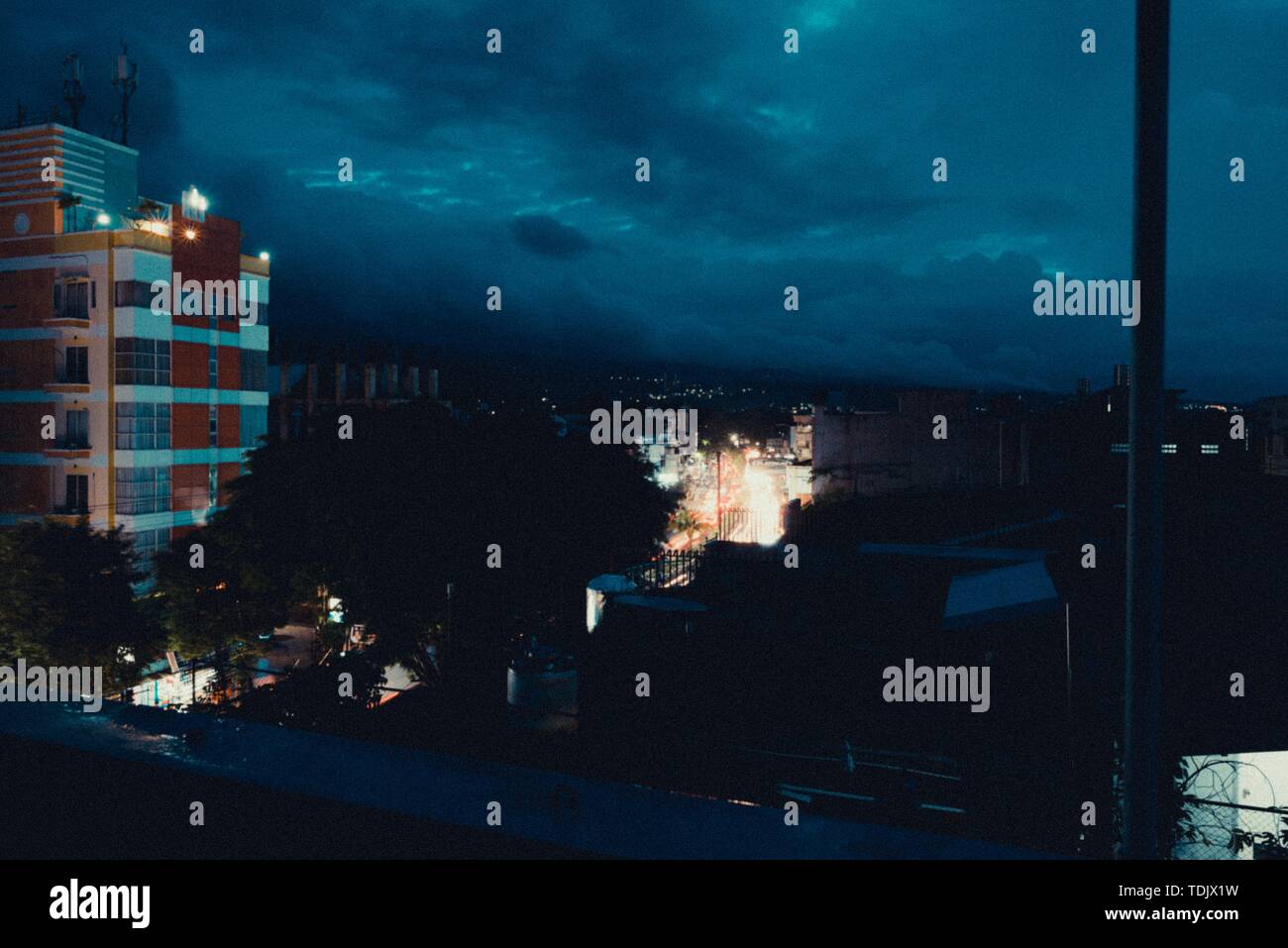 Beautiful View Of The City At Night From A Balcony Stock Photo Alamy