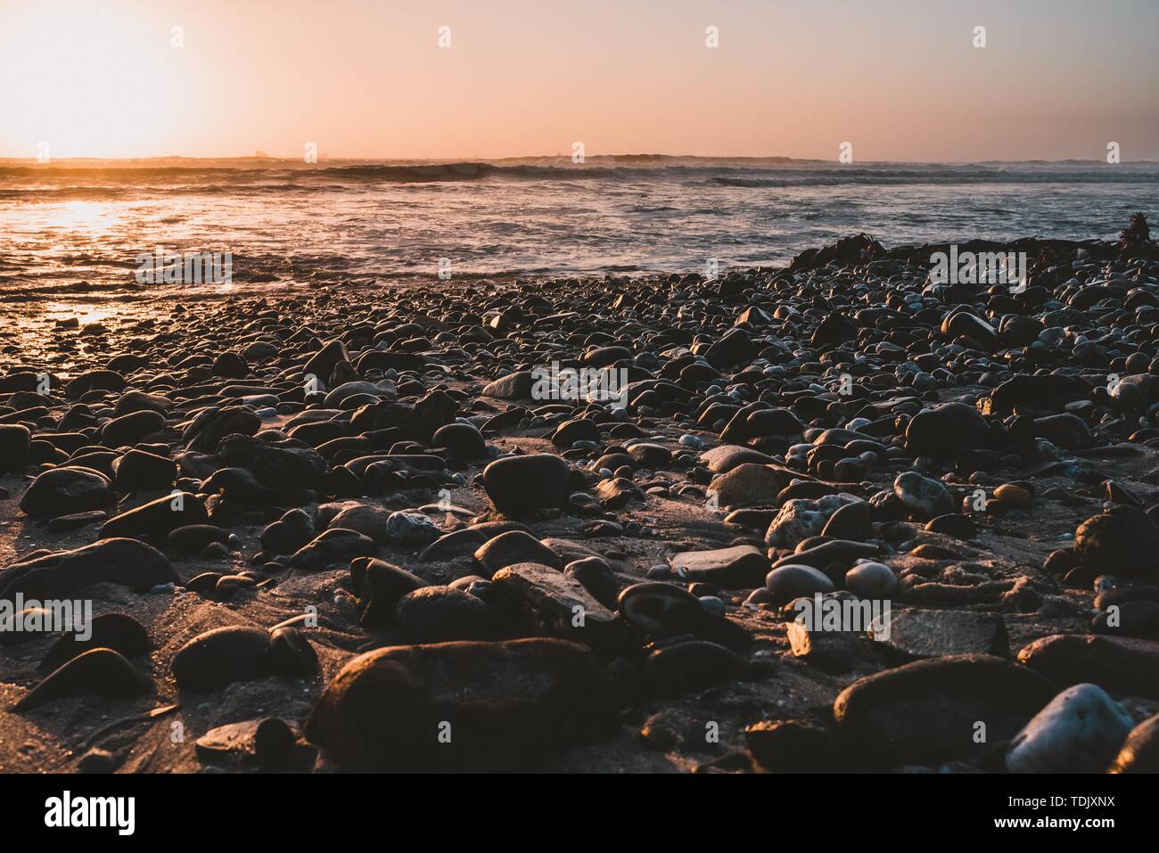 Beach rocks washed up by the waves of the ocean Stock Photo - Alamy