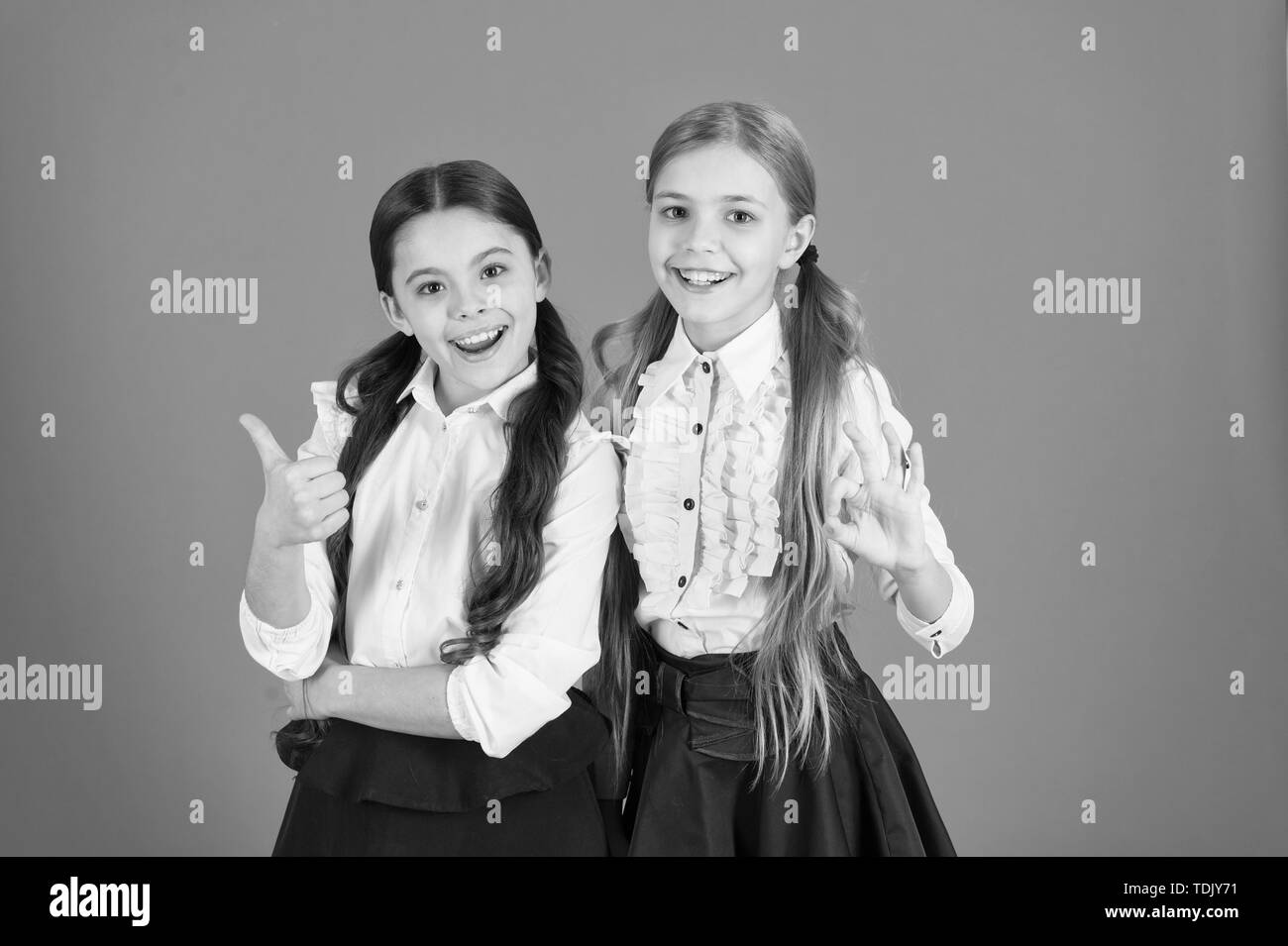 School friendship concept. Cheerful children. Motivation studying with