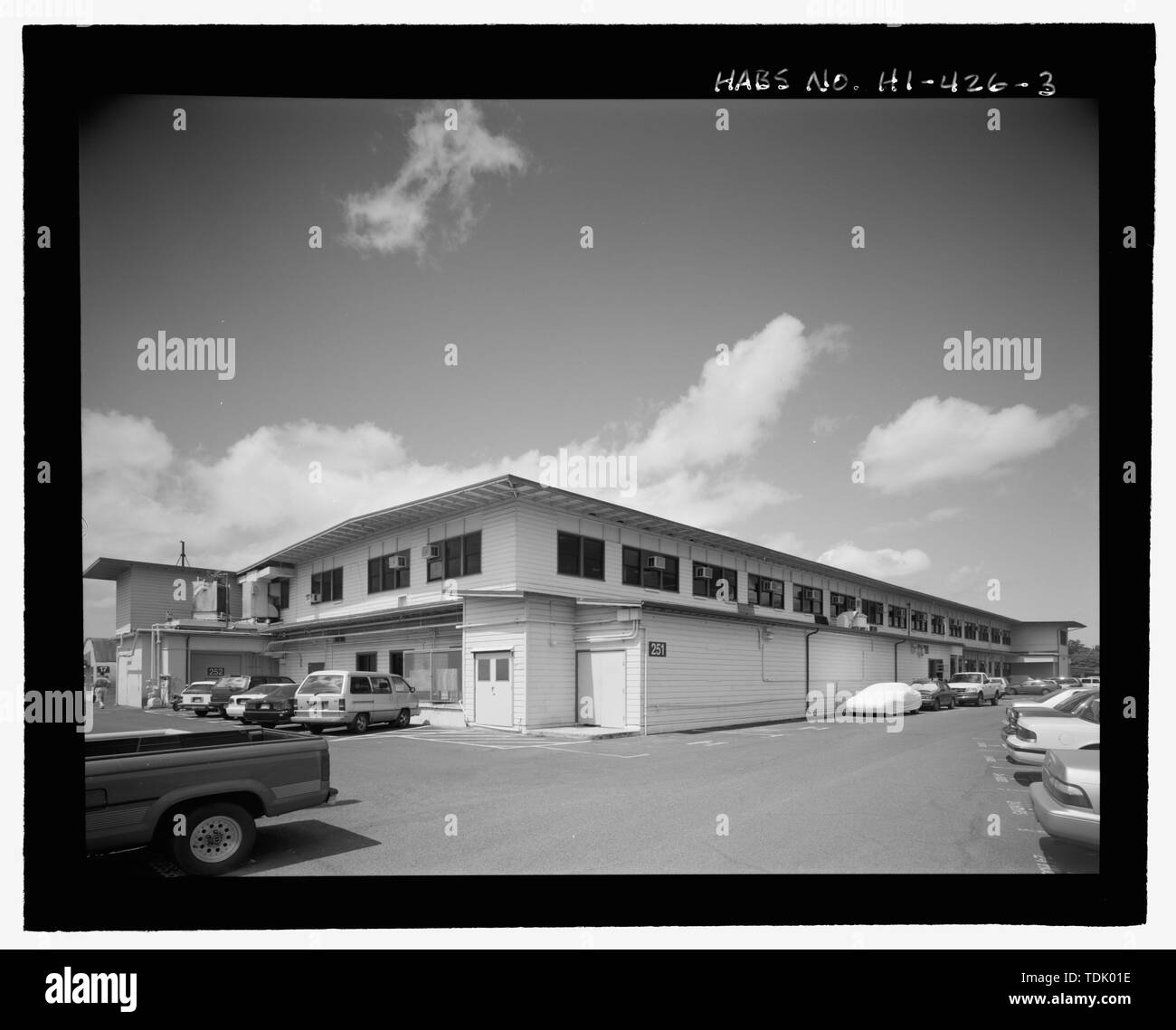 OBLIQUE SHOWING NORTHEAST END AND NORTHWEST SIDE. FACILITY 252 PORTION