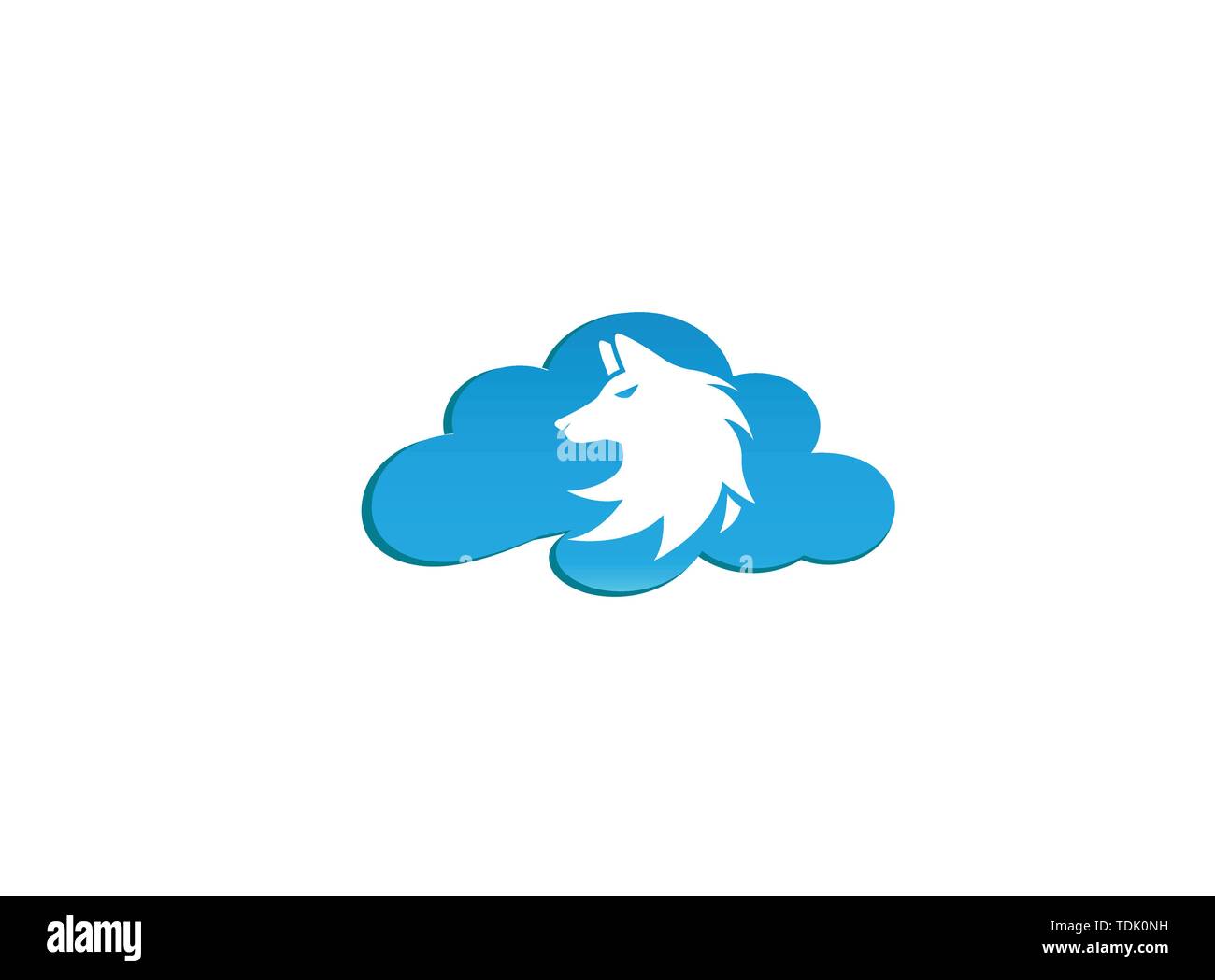 Wolf head logo fox face illustration design illustration in a cloud shape icon Stock Vector