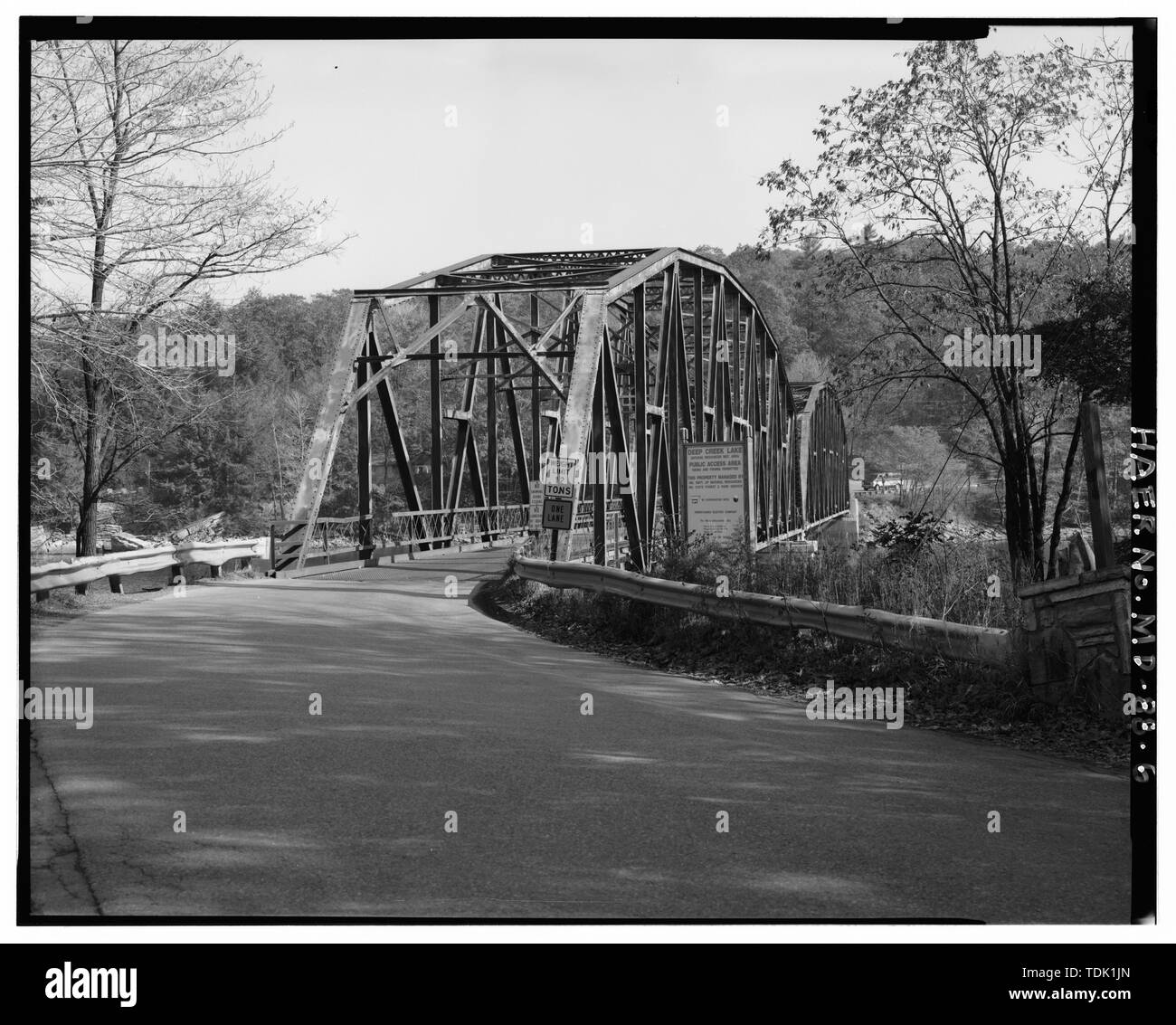 OBLIQUE VIEW, FROM SOUTHWEST, SHOWING WEST PORTAL, THROUGH TRUSSES OF