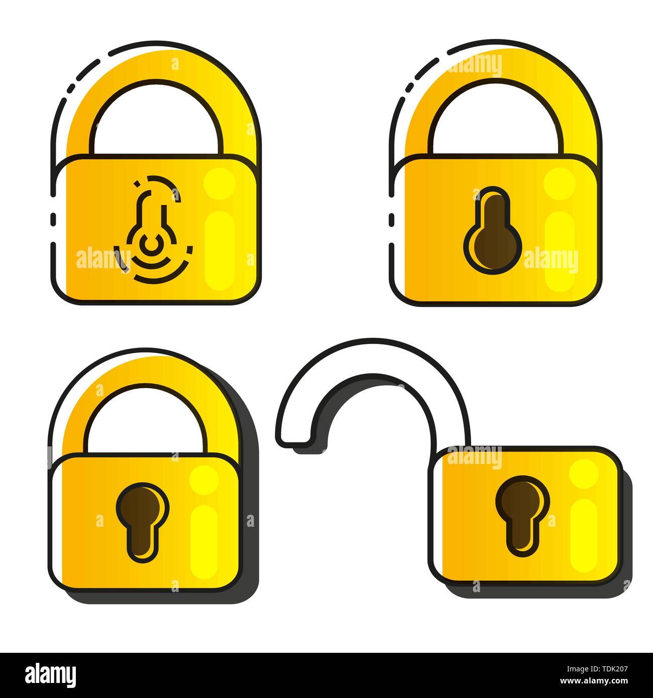 Lock Icons Set Vector. Lock Vector Design. Sign Design. Flat Style. Vector Eps 10 Stock Vector