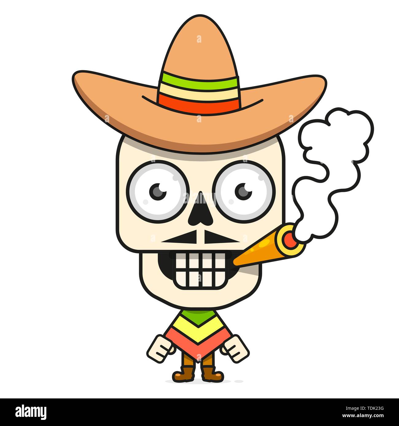 Cartoon Mexican Sugar Skull Vector Illustration For Dia De Los Muertos .  Cute Male Skull With Mustache And Sombrero Hat Stock Vector Image & Art -  Alamy