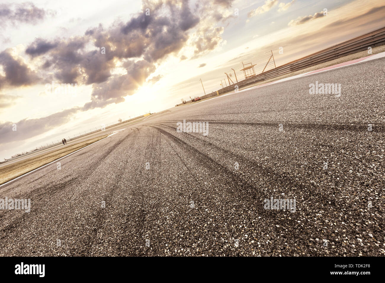 Empty asphalt road in blue cloudsky Stock Photo