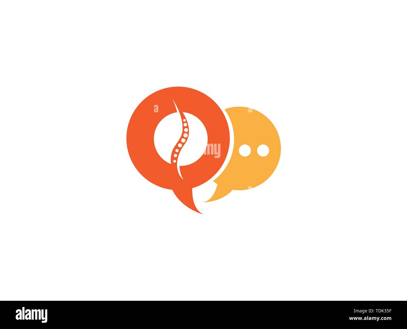 Circle sphere a spinal cord for medical logo design illustration in chat icon Stock Vector