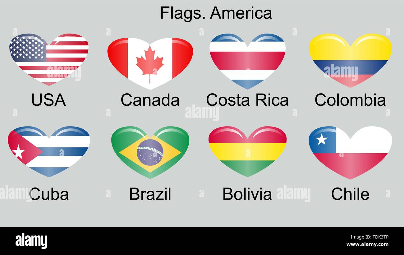 American Countries Flag Set North Central And South America Stock Vector Image Art Alamy