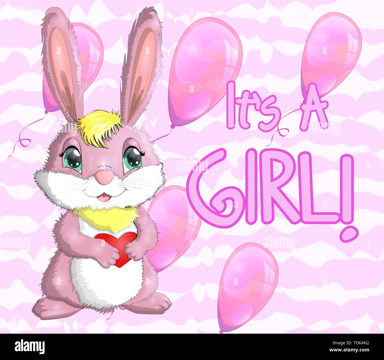 Baby Shower greeting card with a Cute Rabbits girl Stock Vector Image ...