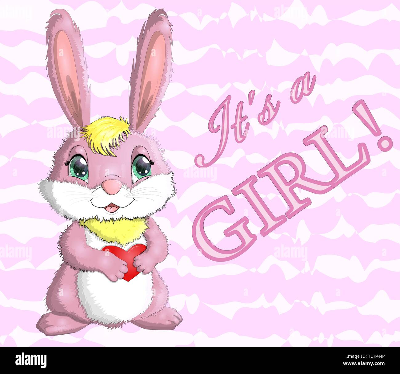 Baby Shower greeting card with a Cute Rabbits girl Stock Vector Image ...
