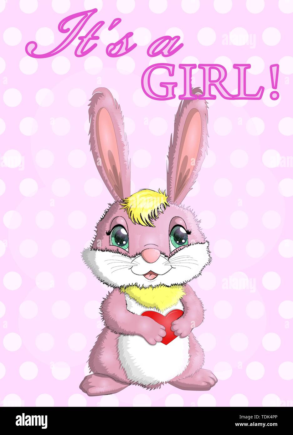 Baby Shower greeting card with a Cute Rabbits girl Stock Vector Image ...