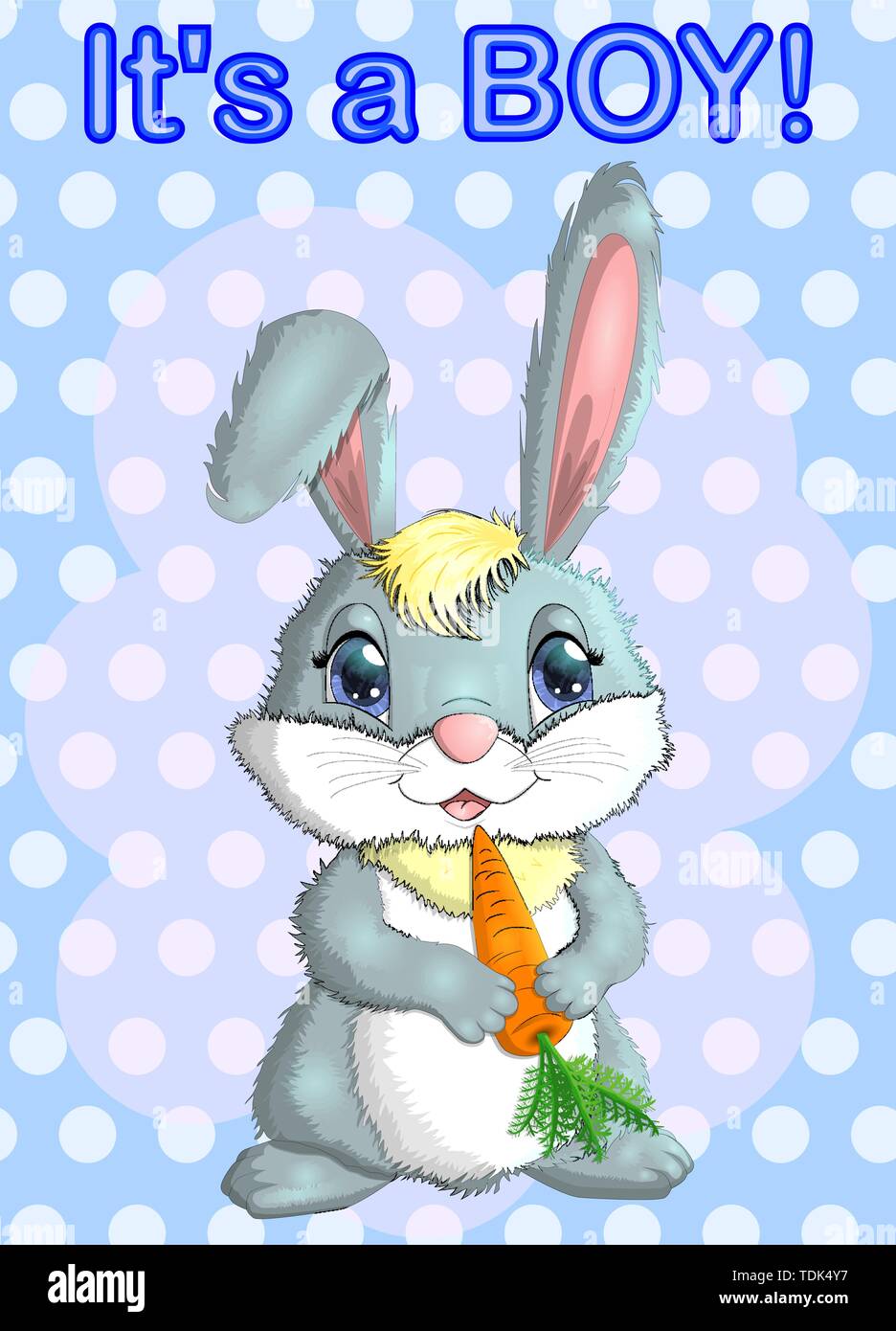 Baby Shower greeting card with a Cute Rabbits boy Stock Vector Image & Art Alamy