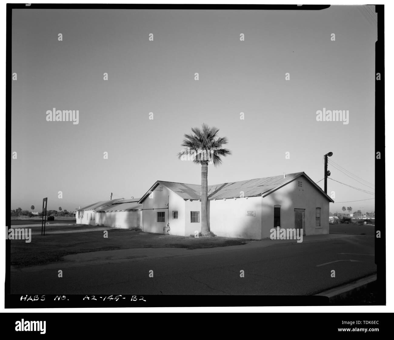 OVERALL VIEW FROM SOUTHWEST Phoenix Indian School, DairyMilking Shed, Northeast Corner of
