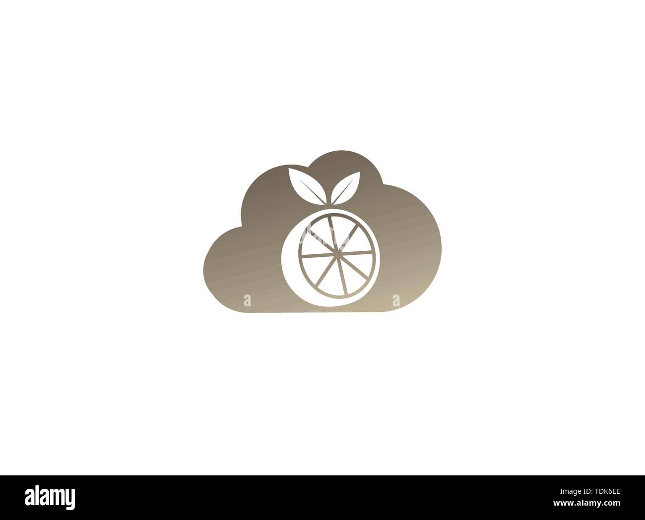 Orange Half Of A Piece And Pulp With Leaf For Logo Design