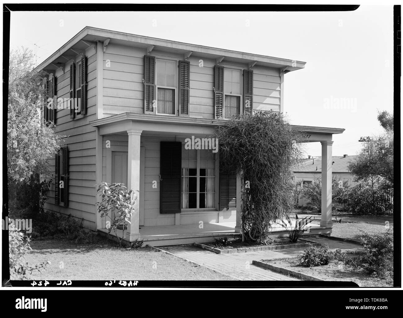 October 1960 FRONT (WEST) ELEVATION (Original Location) - George Derby House, 4017 Harney Street, San Diego, San Diego County, CA Stock Photo