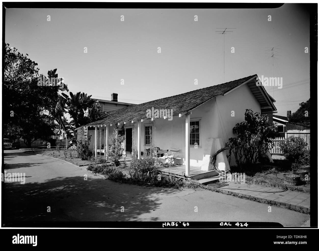 October 1960 VIEW OF ADOBE WING - George Derby House, 4017 Harney Street, San Diego, San Diego County, CA Stock Photo