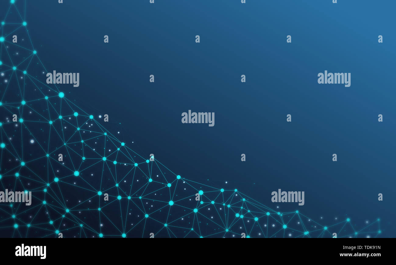 Interconnected dot wire material with a sense of technology. Big data concept background. Stock Photo