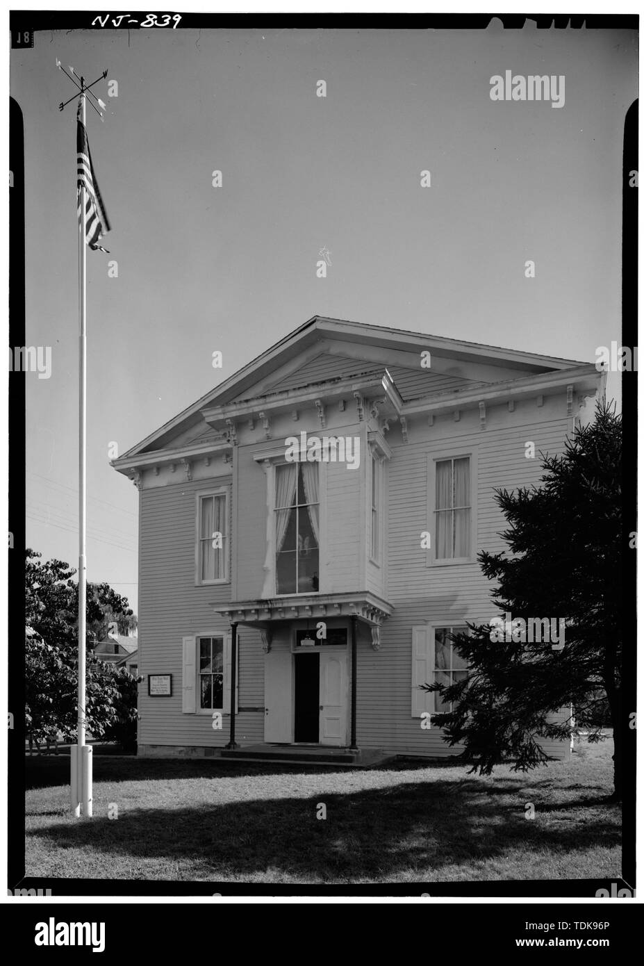 October 1972 NORTH (FRONT) ELEVATION - Mullica Hill Town Hall, South Main Street (Bridgeton Pike) and Woodstown Road, Mullica Hill, Gloucester County, NJ Stock Photo