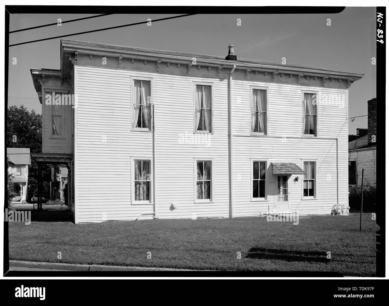 October 1972 WEST (SIDE) ELEVATION - Mullica Hill Town Hall, South Main Street (Bridgeton Pike) and Woodstown Road, Mullica Hill, Gloucester County, NJ Stock Photo