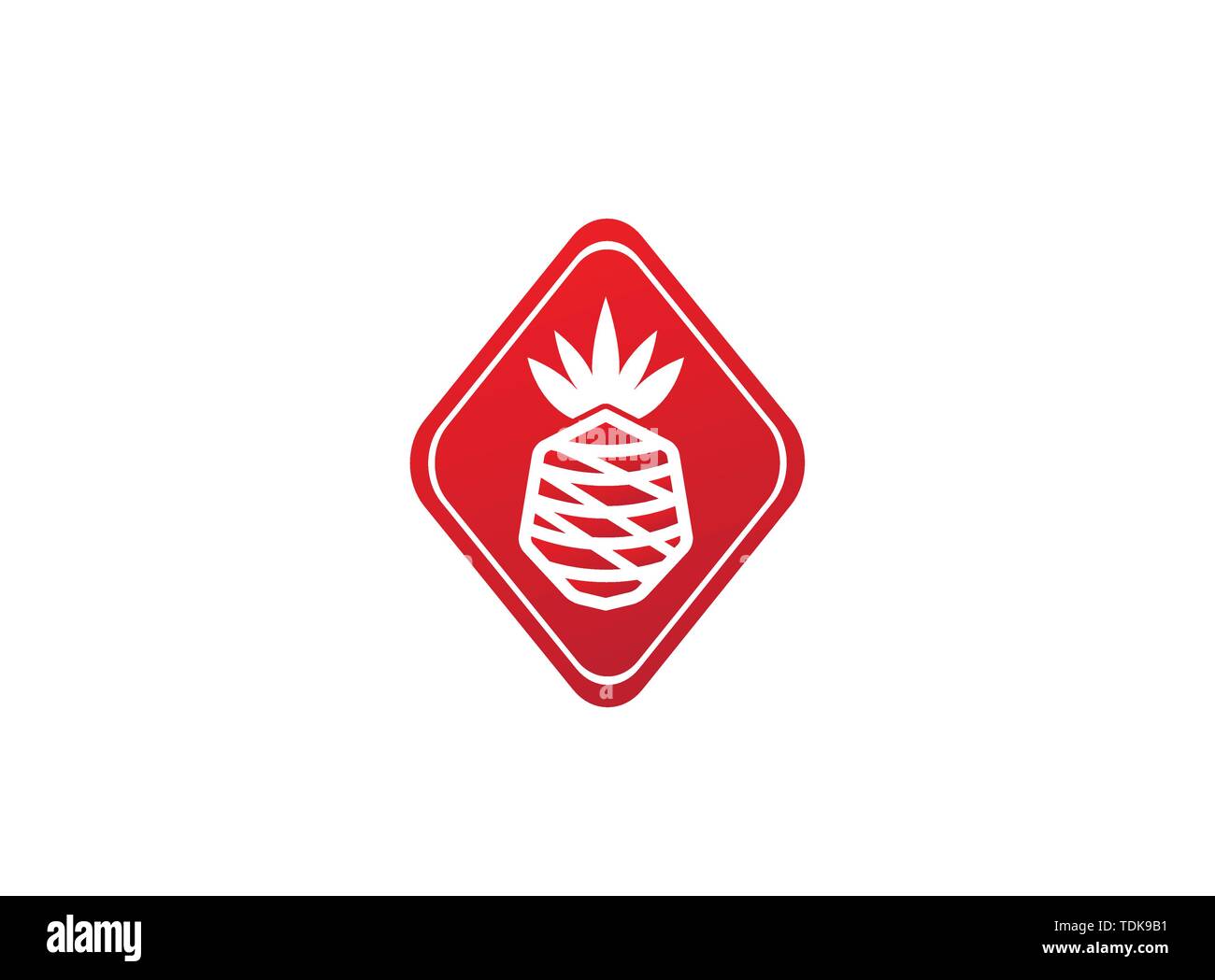 ananas fruit in a shape, pineapple for logo design illustration Stock Vector